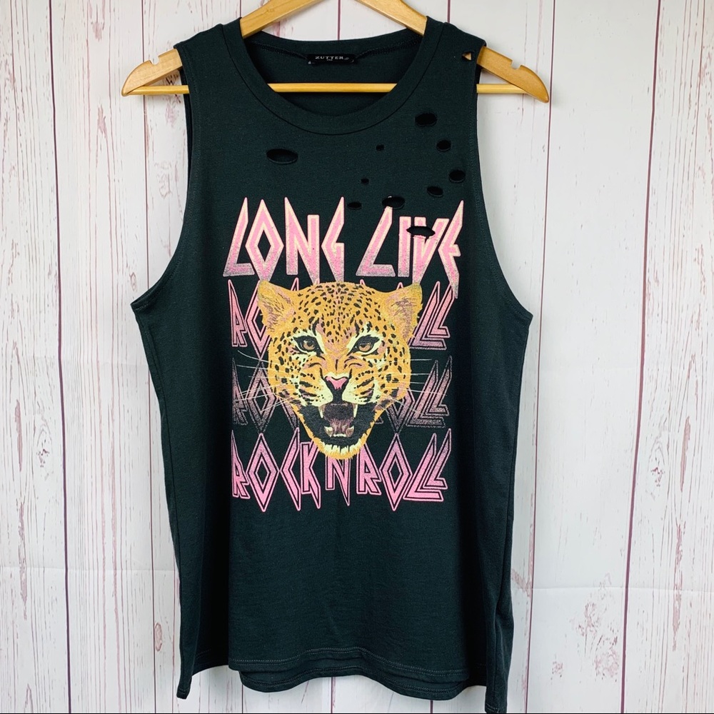 Long Live Rock N Roll Distressed Graphic Tee NWT - Picture 3 of 6